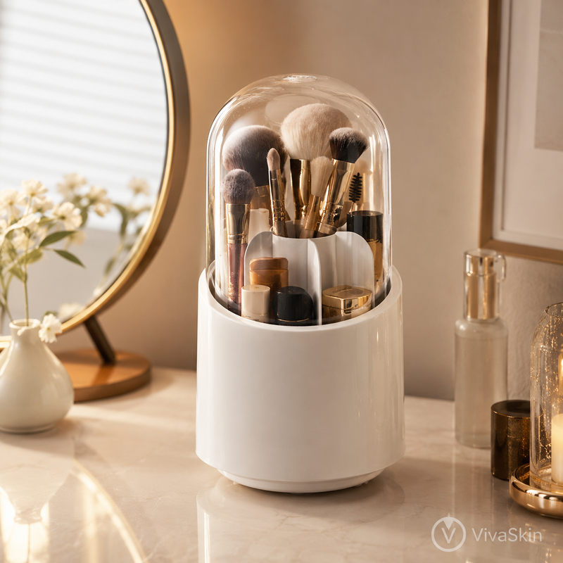 Organizador de Cosméticos Giratório 360° com Tampa Protetora