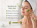 Massagem Facial Jade: Rolo de Pedra Jade + BRINDE - Placa Gua Sha