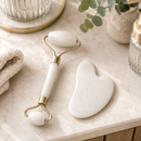 Massagem Facial Jade: Rolo de Pedra Jade + BRINDE - Placa Gua Sha