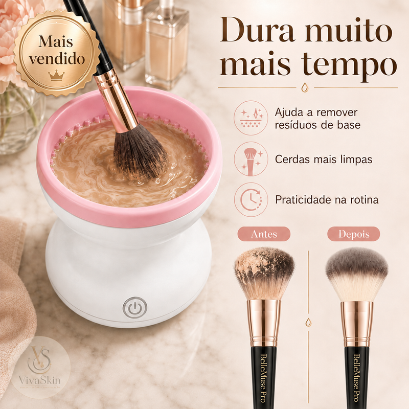 Limpador Elétrico Profissional de Pincéis de Maquiagem com Silicone USB