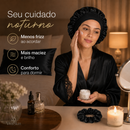 Kit de Cetim Antifrizz 3 Peças: Touca, Fronha e Scrunchie