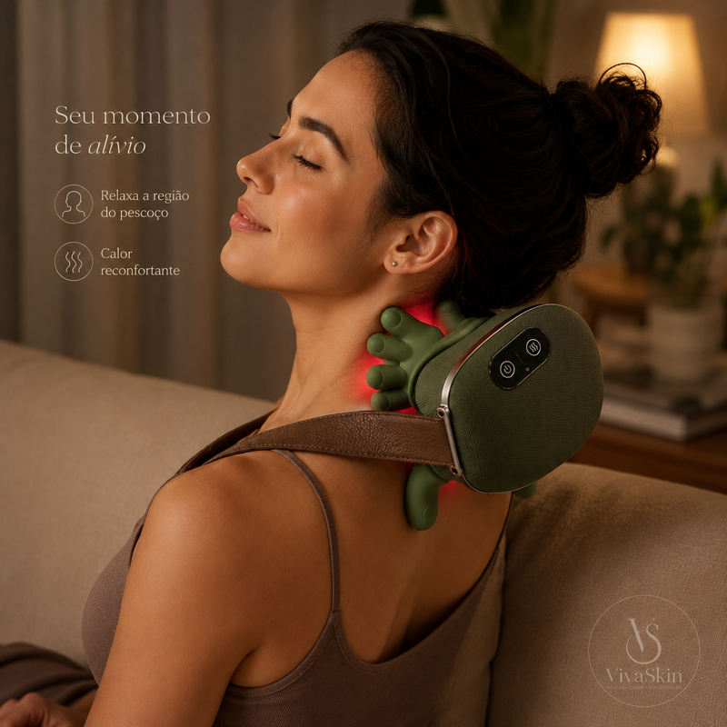 Massageador Elétrico Portátil 4D para Pescoço e Ombros com 3 Intensidades e Aquecimento